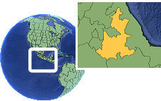 Puebla, Puebla, Mexico time zone location map borders