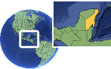 Chetumal, Quintana Roo, Mexique carte de localisation de fuseau horaire frontières