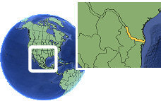 Heroica Matamoros, Tamaulipas (Border Region), Mexico time zone location map borders