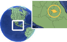 Tlaxcala, Tlaxcala, Mexico time zone location map borders