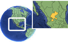 Sombrerete, Zacatecas, Mexico time zone location map borders