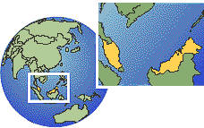 Kuala Lumpur, Malasia time zone location map borders