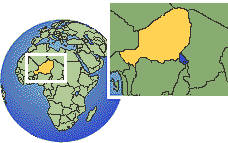 Niamey, Niger time zone location map borders