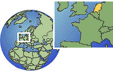 Países Bajos time zone location map borders