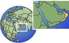 Muscat, Oman time zone location map borders