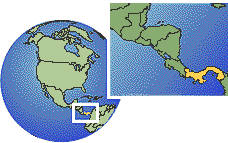 David, Panama time zone location map borders