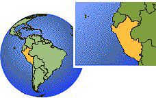 Chiclayo, Peru time zone location map borders