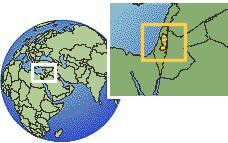 Hebron, West Bank, Palestine, State of time zone location map borders