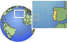 Açores, Portugal time zone location map borders