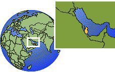 Al Wakrah, Qatar time zone location map borders