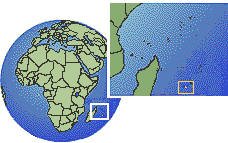 Reunión time zone location map borders