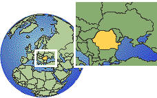 Bucharest, Romania time zone location map borders