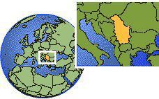 Belgrade, Serbia time zone location map borders