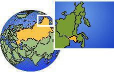 Amur, Russia time zone location map borders