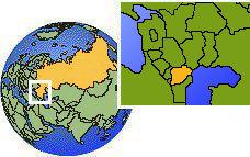 Grozny, Chechnya, Russia time zone location map borders