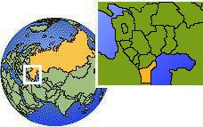 Dagestan, Russia time zone location map borders