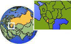 Ingusetia, Rusia time zone location map borders