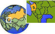 Sochi, Krasnodar, Russia time zone location map borders