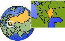 Elista, Kalmykia, Russia time zone location map borders