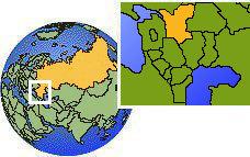 Novocherkassk, Rostov, Russia time zone location map borders