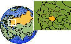 Riazán, Rusia time zone location map borders