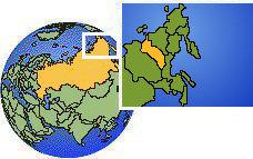 Sakha (Central), Russia time zone location map borders