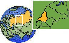 Sverdlovsk, Russia time zone location map borders