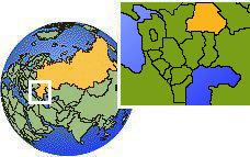 Volgogrado, Rusia time zone location map borders