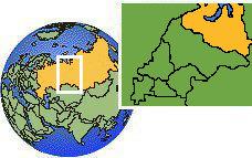 Tarko-Sale, Yamalo-Nenets, Russia time zone location map borders