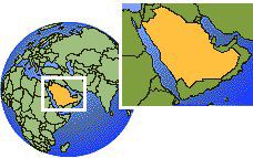 Mecca, Saudi Arabia time zone location map borders