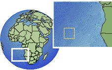 Saint Helena, Ascension and Tristan da Cunha time zone location map borders