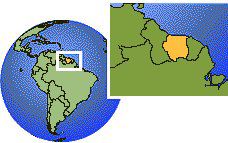 Paranam, Suriname time zone location map borders