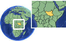 Malakal, South Sudan, Republic of time zone location map borders