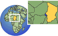 Chad time zone location map borders