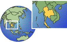 Hat Yai, Thailand time zone location map borders