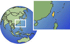 Kaohsiung City, Taiwan time zone location map borders