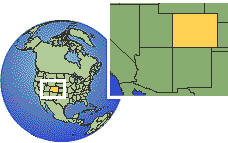 Colorado, Estados Unidos time zone location map borders