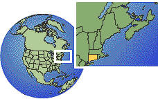 New Haven, Connecticut, United States time zone location map borders