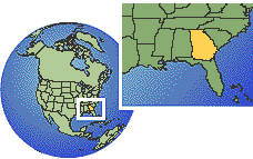 Georgia, Estados Unidos time zone location map borders