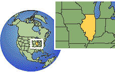 Springfield, Illinois, Estados Unidos time zone location map borders