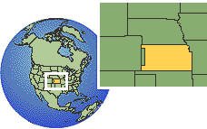 Topeka, Kansas, Estados Unidos time zone location map borders