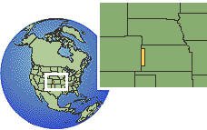 Goodland, Kansas (exception), United States time zone location map borders