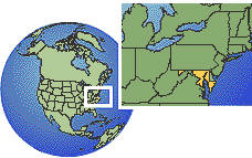 Annapolis, Maryland, Estados Unidos time zone location map borders