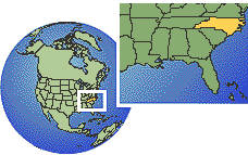 Raleigh, Carolina del Norte, Estados Unidos time zone location map borders