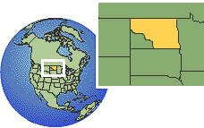 North Dakota, Vereinigte Staaten Zeitzone Lageplan Grenzen