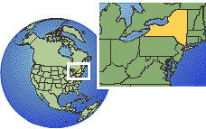 Albany, New York, United States time zone location map borders