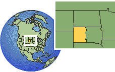 Rapid City, South Dakota (westlichen), Vereinigte Staaten Zeitzone Lageplan Grenzen