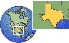 Dallas, Texas, Estados Unidos time zone location map borders