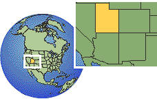 Provo, Utah, United States time zone location map borders