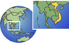 Hanoi, Viet Nam time zone location map borders